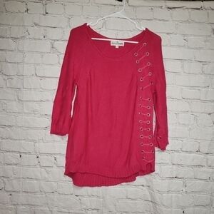 🧡NEON Buddha Pink Side Tie Sweater